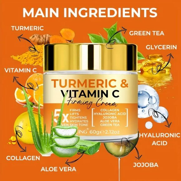 Turmeric & Vitamin C,E Firming Cream - Unisex Adult Moisturizer Collagen, Jojoba - Picture 1 of 5